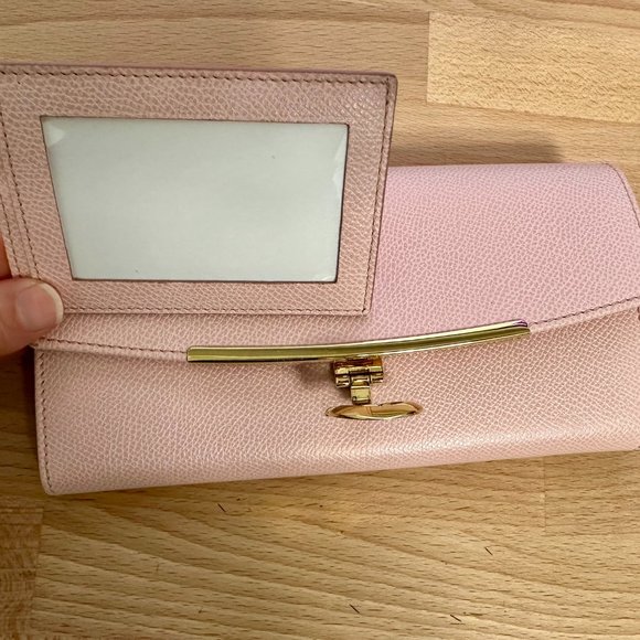 Gancino Clip Icona Continental Leather Wallet In Bonbon - Picture 4 of 5